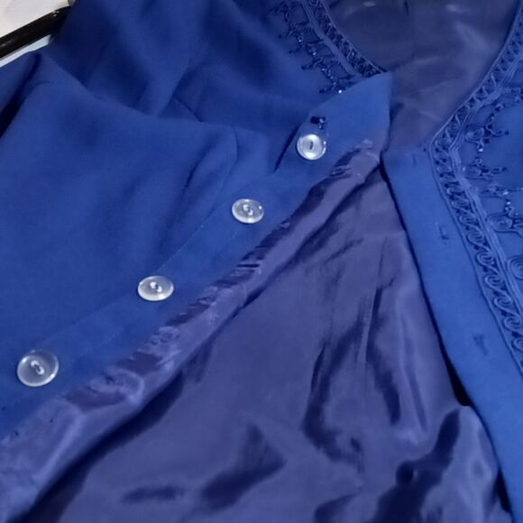 Donna Morgan 2 pc. Modest Blueish Purple Blazer Suit Set 8 - Picture 6 of 8